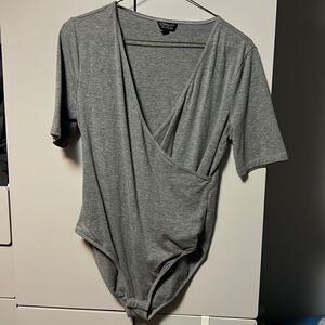 Topshop grey short sleeve bodysuit